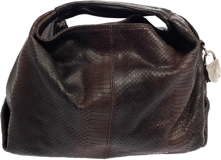 Furla Dark Brown Python Embossed Leather Elisabeth Hobo - ShopStyle