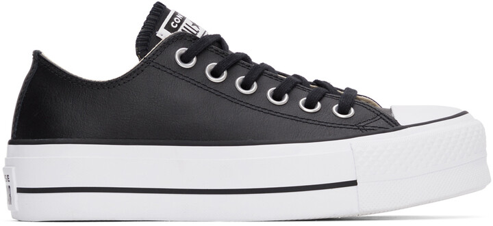 converse leather black low