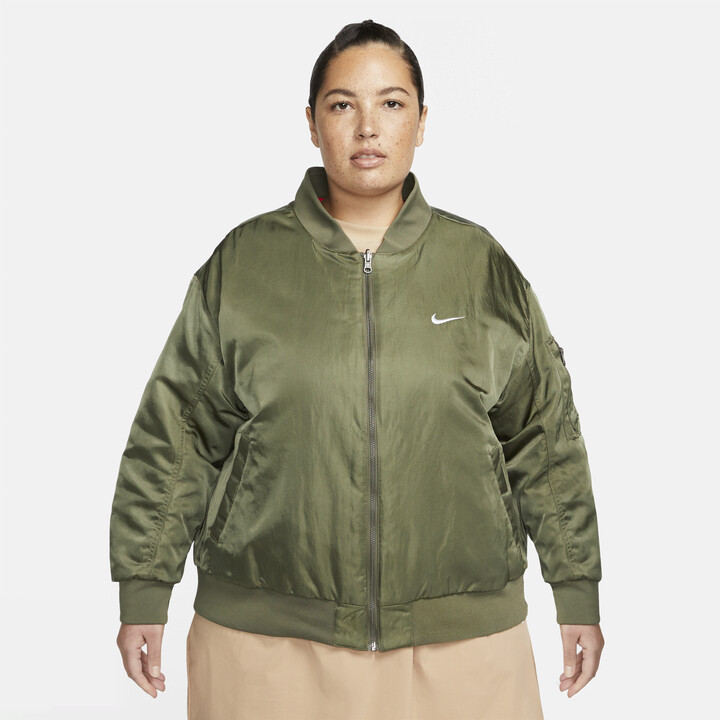 Nike Women's Sportswear Reversible Varsity Bomber Jacket (Plus Size) in  Green - ShopStyle