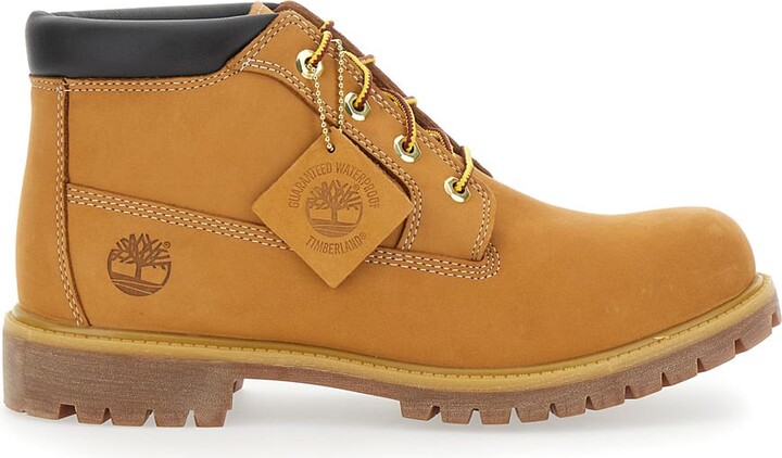 Timberland Beige Ankle Boots With Embossed Logo On The Tongue And Contrasting Stitching In Suede Man