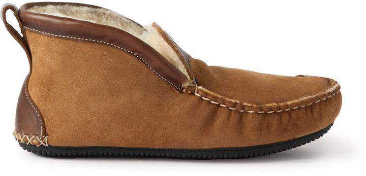 mens leather slippers sheepskin lined