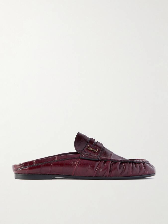 Saint Laurent Le Loafer Eel Slippers - Burgundy