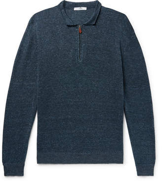 Inis Meáin Inis Meáin Melange Linen And Cotton-Blend Half-Zip Sweater