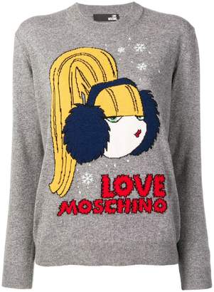 Love Moschino logo intarsia sweater