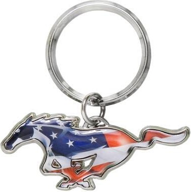 iPick Image, LLC Ford Mustang USA Flag Metal Key Chain Charm