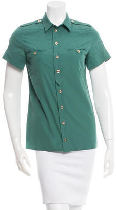 Balenciaga Short Sleeve Button-Up Top