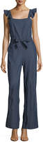 Thumbnail for your product : Joie Alvina B Chambray Sleeveless Flared-Leg Jumpsuit