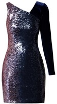 Thumbnail for your product : Rumour London Coco Mini Asymmetrical Sequined Ombre Dress With Velvet Sleeve