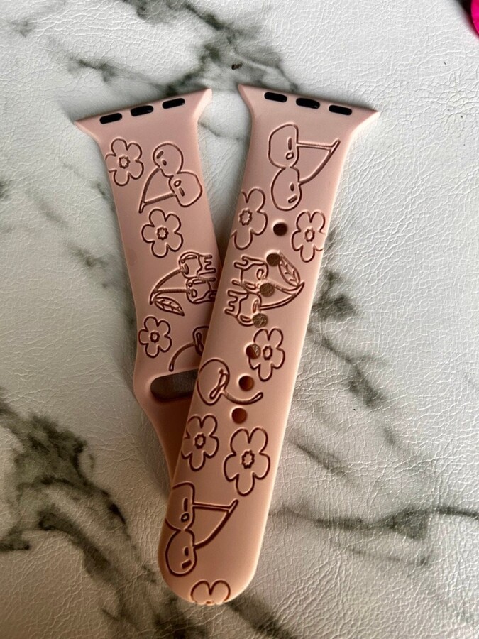 Cheeries Watchband, Smart Watch, Cherry Fruit Band, Custom Engraved Blossom Watch Cherry-Picking