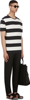 Thumbnail for your product : Marc by Marc Jacobs Ivory & Black Striped Cotton Piqué T-Shirt