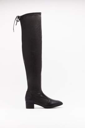 Nasty Gal Womens It's Over Faux Leather Thigh High Boots - black - 3