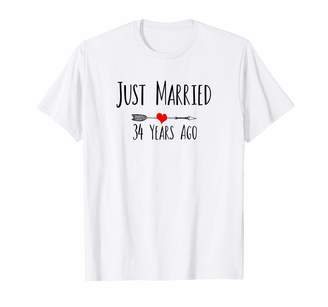 JUST MARRIED 34 YEARS AGO 34th wedding anniversary gift T-Shirt