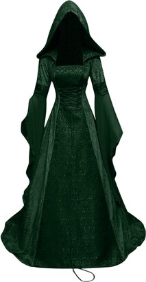 Xinlong Robe Medievale Femme Cosplay Gothique Manches Longues Costumes Renaissance à Capuche Pour Halloween Carnevale Festa