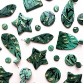 Thumbnail for your product : Emily Laura Designs - Strawberries Hand-Painted Green Clay Earrings - Strawberries & Green Stella