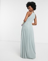 Thumbnail for your product : TFNC bridesmaid pleated wrap detail maxi dress in navy