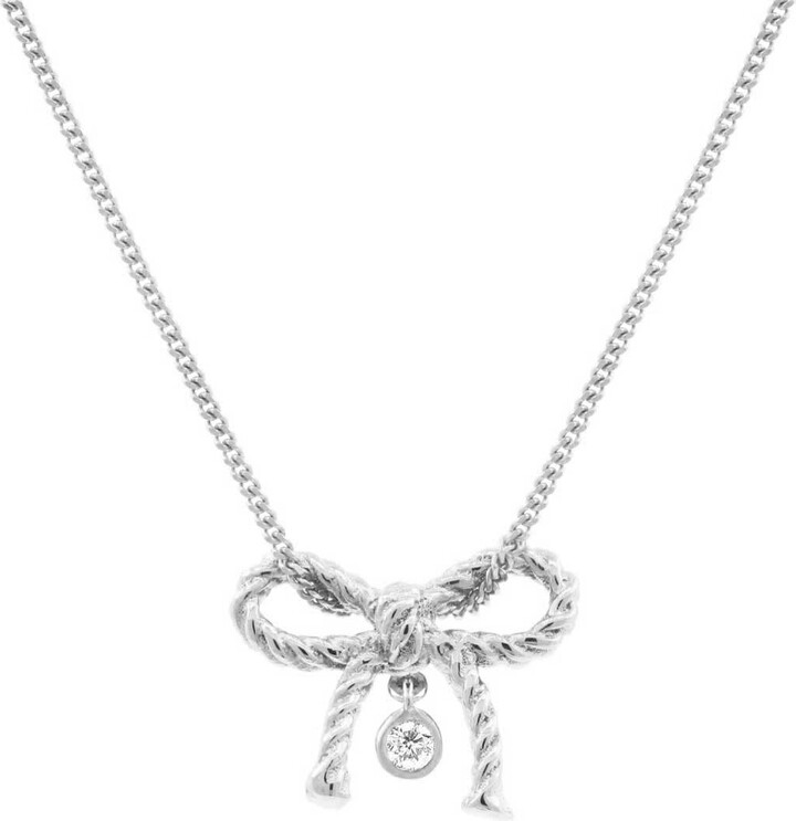 Lee Renee Diamond Bow Necklace - Silver