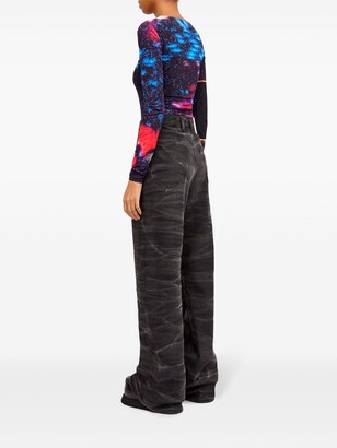 パンツ mm6 crease effect wide leg jeans 23aw MM6 Maison Margiela Men's' Crease Effect Wide Leg Jeans in