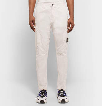 Stone Island Tapered Logo-Appliqued Brushed-Cotton Cargo Trousers