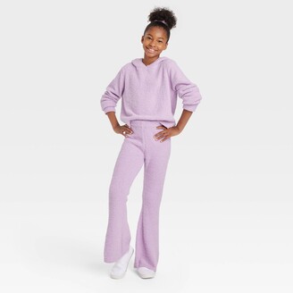 Girls' Cozy Mid-Rise Flare Pants - art class™ Light Purple XS