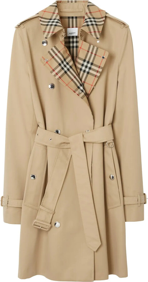 Burberry Vintage Check-trim short trench coat