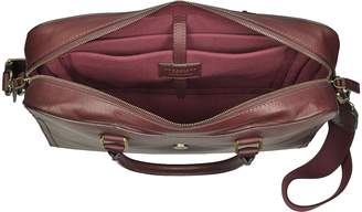The Bridge Burgundy Leather Double Handle Briefcase w/Detachable Shoulder Strap