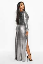 Thumbnail for your product : boohoo Metallic Off The Shoulder Split Maxi Dress