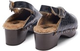 Thumbnail for your product : Avec Modération Ruka Crocodile-effect Leather And Shearling Clogs - Black