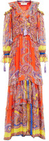 Thumbnail for your product : Etro Cold-shoulder Lace-up Silk-jacquard Maxi Dress