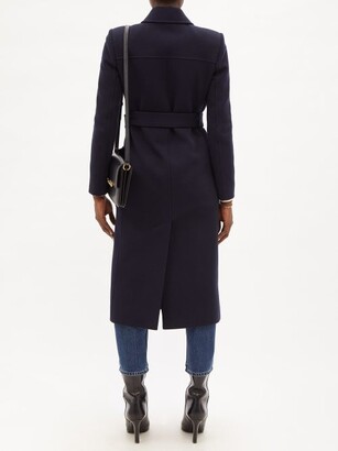 Saint Laurent Belted Wool-blend Jersey Coat - Navy - ShopStyle