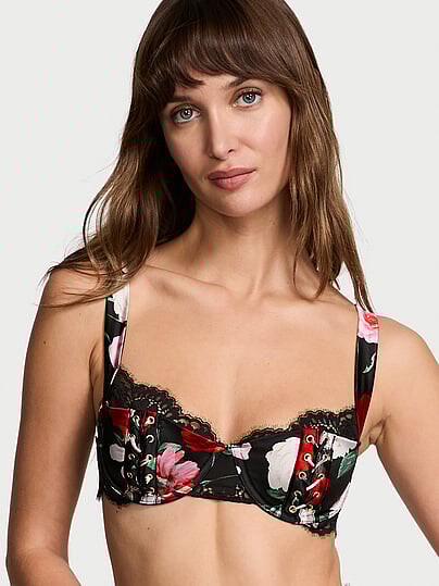 Victoria's Secret Very Sexy Atelier Satin Lace Trim Lightly Lined Balconette Bra
