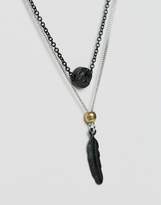 Thumbnail for your product : ICON BRAND Feather & Disc Pendant Necklaces In 2 Pack