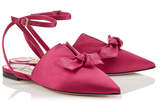 Thumbnail for your product : Jimmy Choo TEMPLE FLAT Cerise Satin and Nappa Leather Pointy Toe Flats