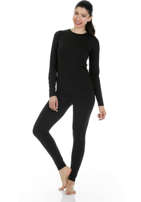 Thermajane Women's Soft Thermal Underwear Long With Fleece Medium Black -  ShopStyle Lingerie & Nightwear
