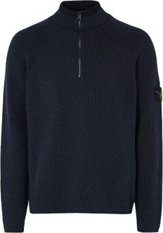 Compass patch half-zipped knitted jumper
