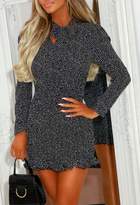 Thumbnail for your product : Pink Boutique Kendal Monochrome Long Sleeve Polka Dot Shirred Mini Dress
