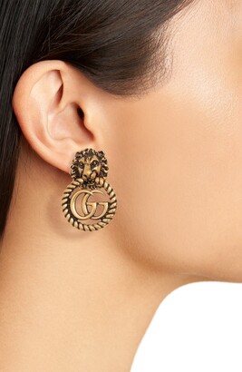Gucci Lion Head Double-G Clip-On Earrings - ShopStyle
