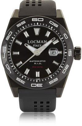 Locman Stealth 300 mt Analog Display Automatic Self Wind Black PVD Stainless Steel, Titanium and Silicone Mens Watch