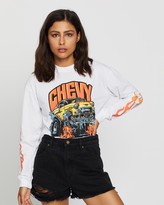 Thumbnail for your product : Brixton Women's White Printed T-Shirts - 55 Heavy LS Crop Tee - Size One Size, S at The Iconic