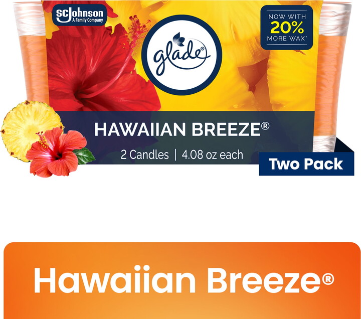 Glade Single Wick Candles, Hawaiian Breeze, 8.16 oz, 2 Count