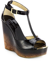 Thumbnail for your product : Jimmy Choo Pela Degrade Patent Leather Cork Wedge Sandals