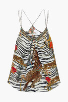 Thumbnail for your product : Camilla Ring-embellished Printed Silk Crepe De Chine Camisole