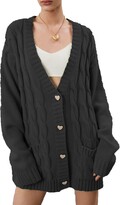 Thumbnail for your product : wenyujh Women's Casual Cardigan Elegant Knitted Coat Knitted Pullover Long Sleeve V-Neck Knitted Cardigan with Pockets and Button Open Front Coat Outwear