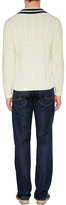 Thumbnail for your product : Polo Ralph Lauren Herbal Milk/Navy Cotton-Cashmere V-Neck Pullover