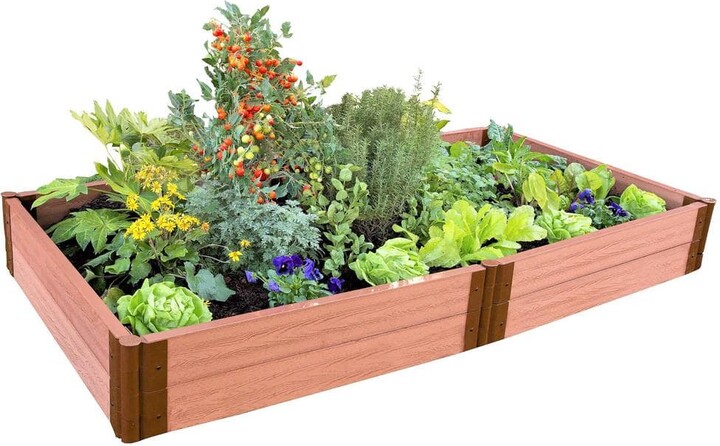 Frame It All Two Inch Series 4 ft. x 8 ft. x 11 in. Classic Sienna Composite Raised Garden Bed Kit