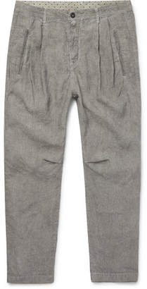 Massimo Alba Watercolour-dyed Striped Linen Trousers - Gray