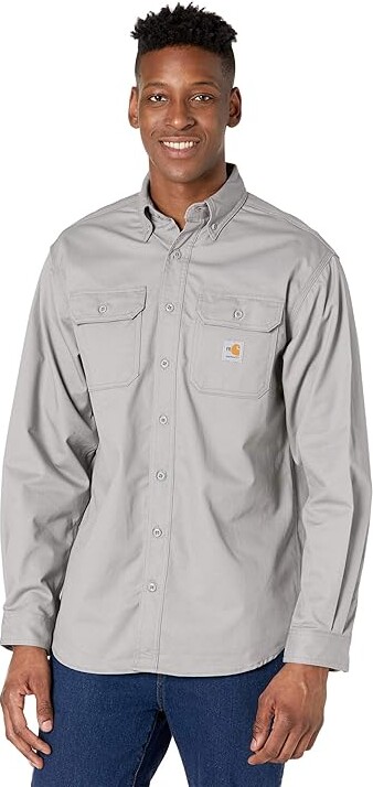 Carhartt Flame-Resistant (FR) Classic Twill Shirt (Gray) Men's Short Sleeve  Button Up - ShopStyle