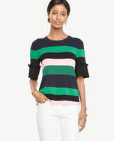 Thumbnail for your product : Ann Taylor Striped Ruffle Cuff Sweater
