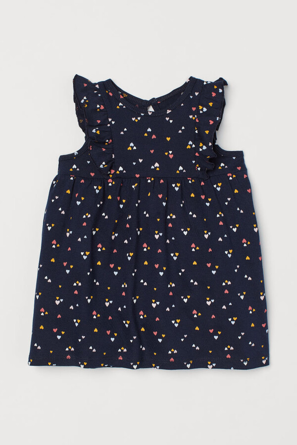 H&M - Ruffle-trimmed Jersey Dress - Blue