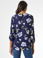 Thumbnail for your product : Dorothy Perkins Floral 2 Button Roll Sleeve Shirt Navy