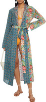 Thumbnail for your product : Anjuna Selene embellished patchwork printed silk crepe de chine kimono